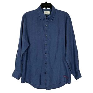 Scotch & Soda Blue Linen Button Shirt Medium Long Sleeve